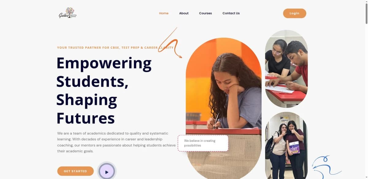 GuidesClasses homepage, a coaching centre site